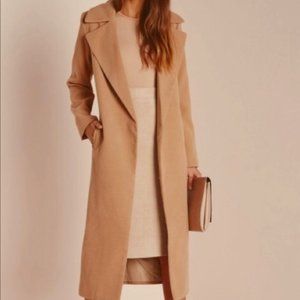 Missguided long camel coat with pockets US size 2
